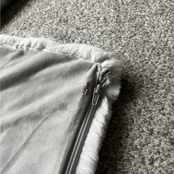 3 Pottery Barn ALPINE FAUX FUR Euro Shams. One small tear by zipper. - Picture 4 of 5